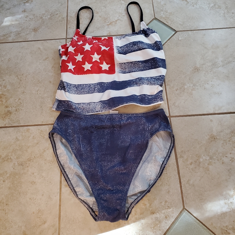 Patriotic Stars and Stripes Tankini Set